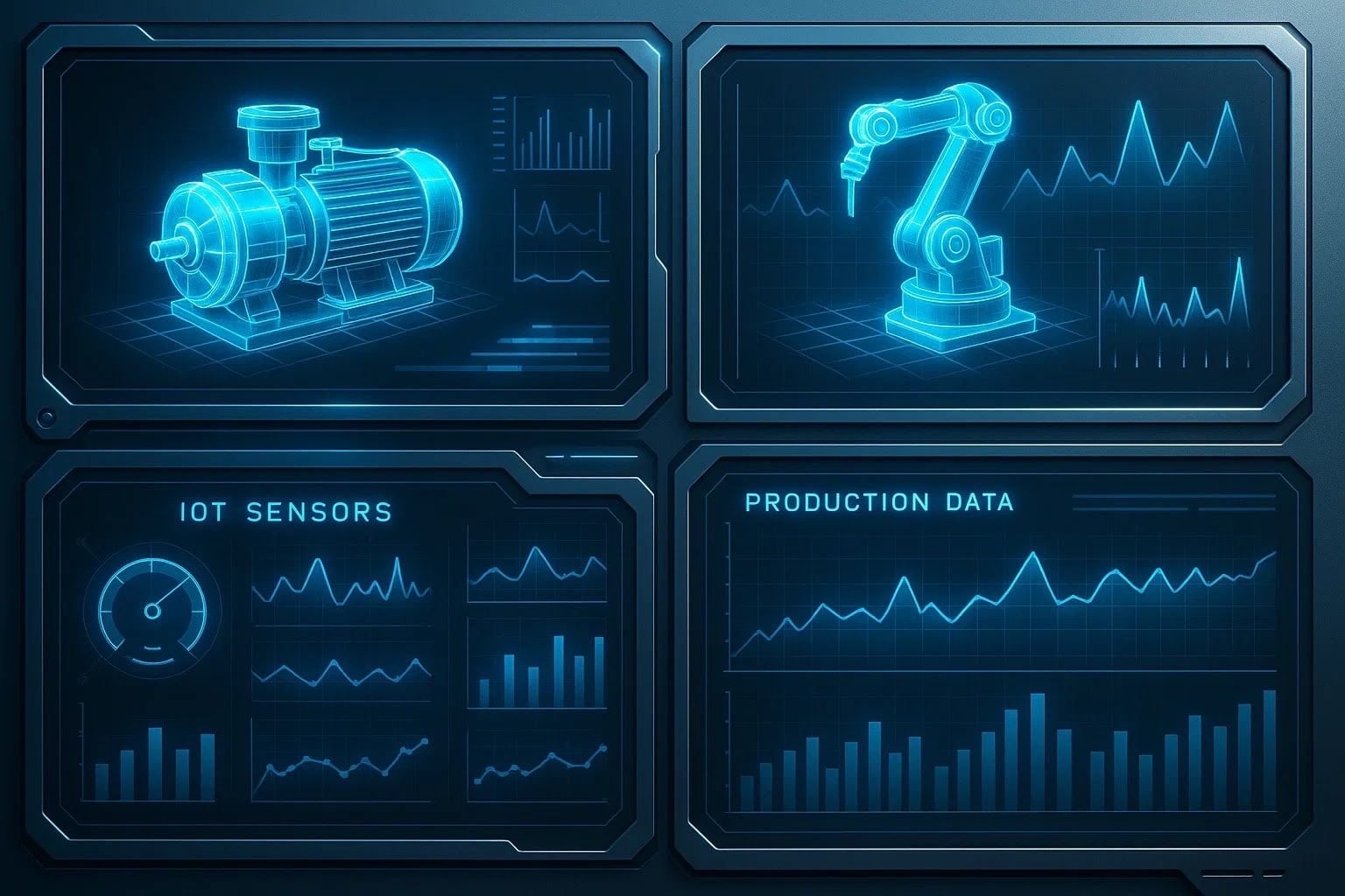 IoT сенсоры и производственные данные для анализа промышленного оборудования.